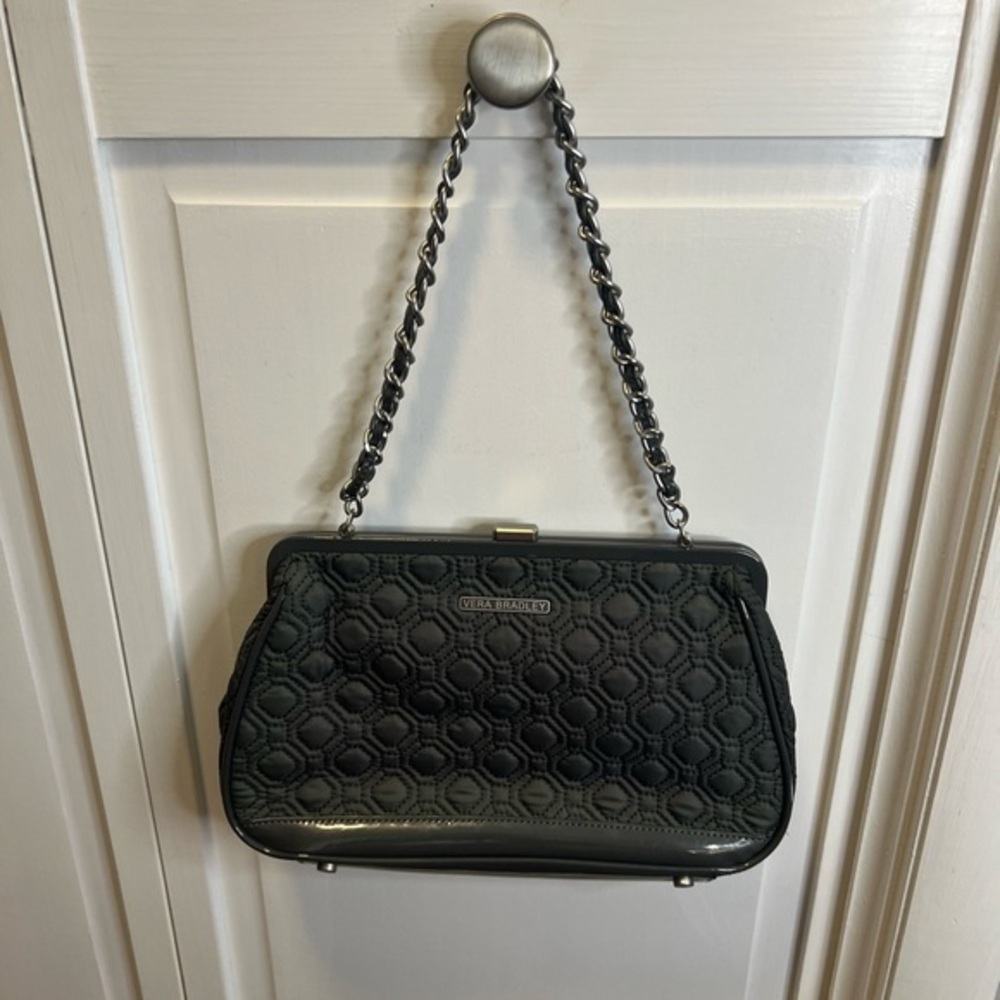 Vera Bradley Quilted Handbag With Chain Strap Color Medium Gray